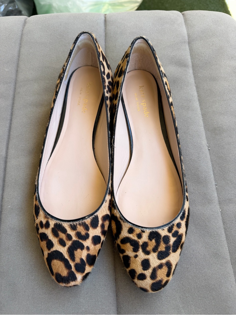 kate spade Leopard-Print Pointed Toe Flats in Tan and Black